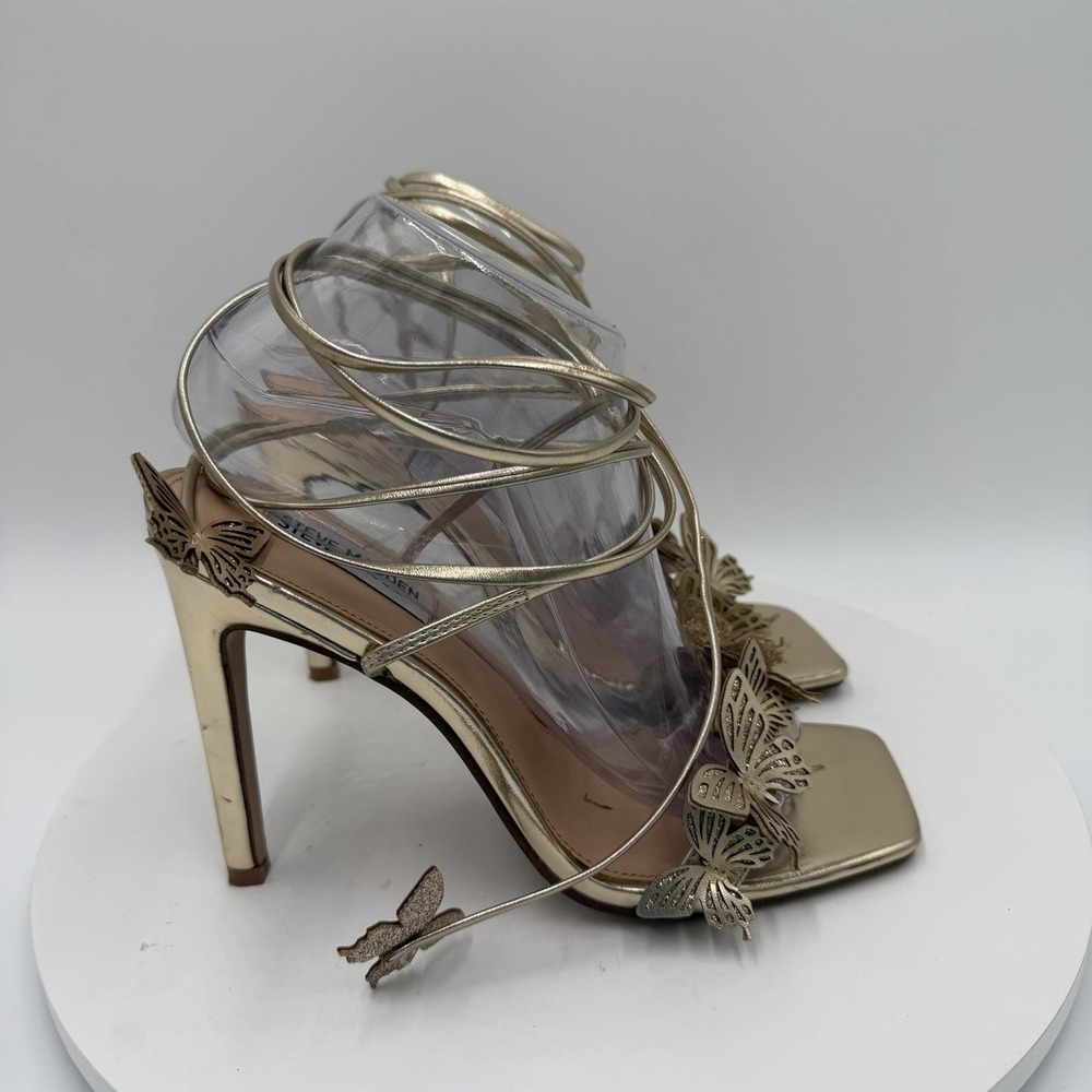 Steve Madden Utopia Gold Ankle Tie Butterfly Stiletto Heels Women's Size 9 Fairy - Picture 3 of 8
